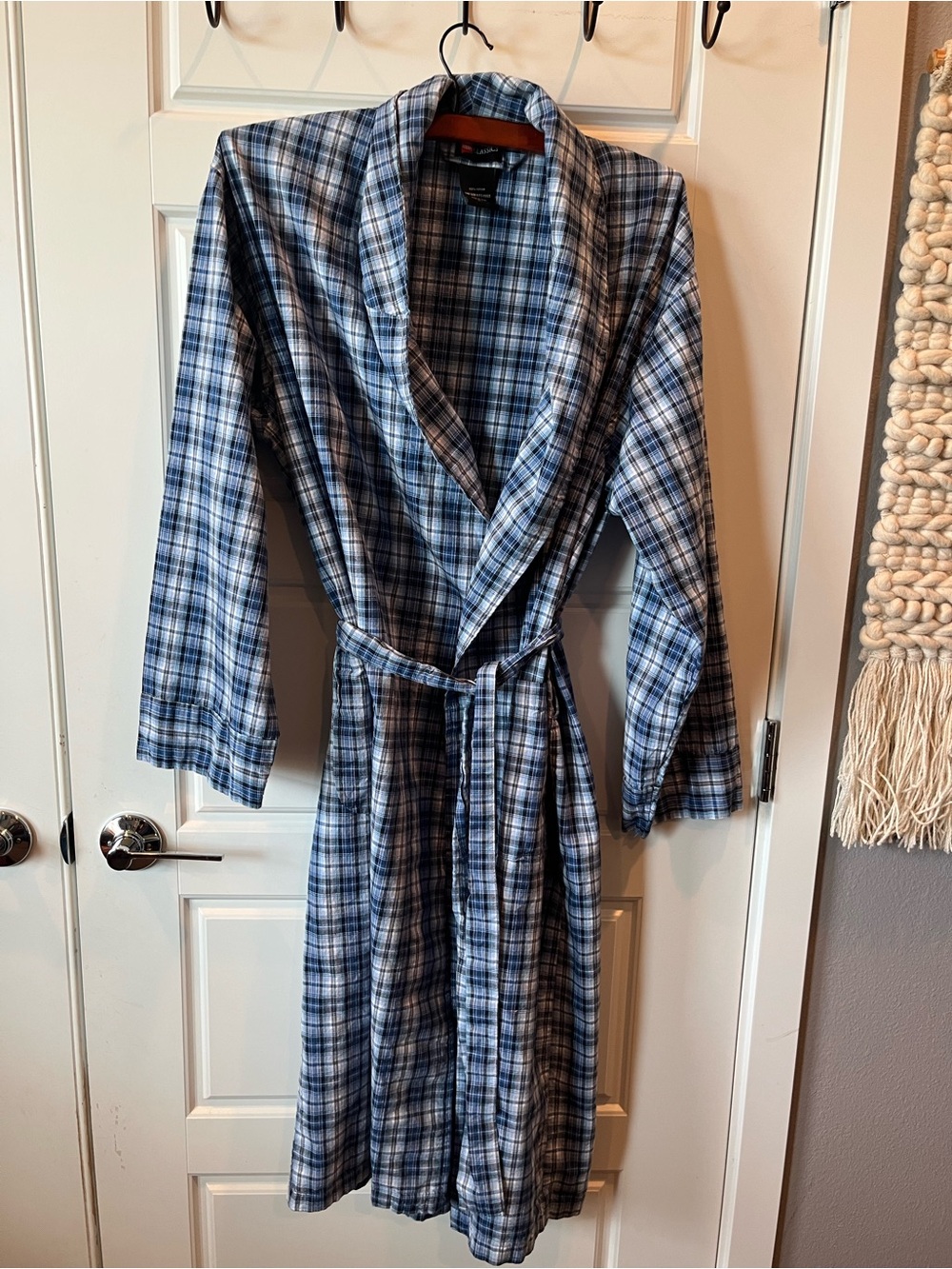 Plaid 100% cotton unisex Robe Blue plaid